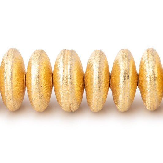 12mm 22KT Gold Plated Copper Disc Brushed Bead 8 inch 39 pieces
