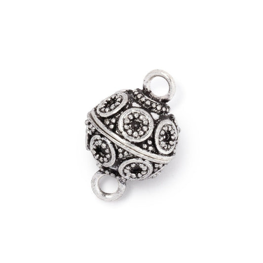 12mm Antiqued Sterling Silver Miligrain Circle Magnetic Clasp 1 piece
