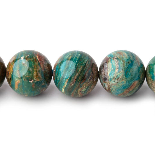 12mm Blue Peruvian Opal ( Opalina ) Plain Round Beads 16 inch 34 pieces AA