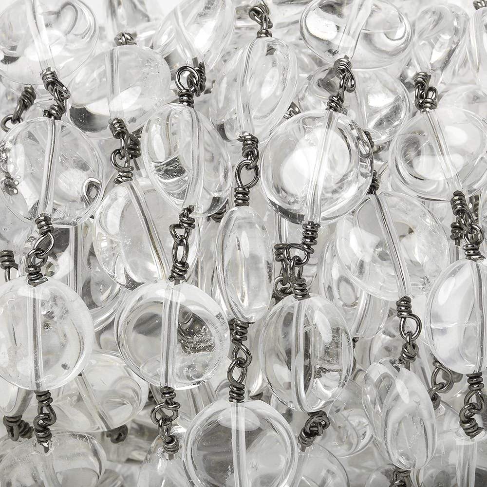 12mm Crystal Quartz plain coin Black Gold Chain by the foot 16 pieces