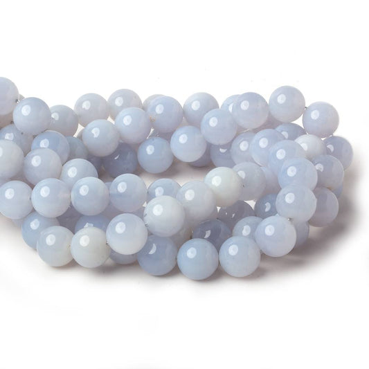 12mm Natural Periwinkle Blue Chalcedony plain rounds 16 inch 34 beads AAA