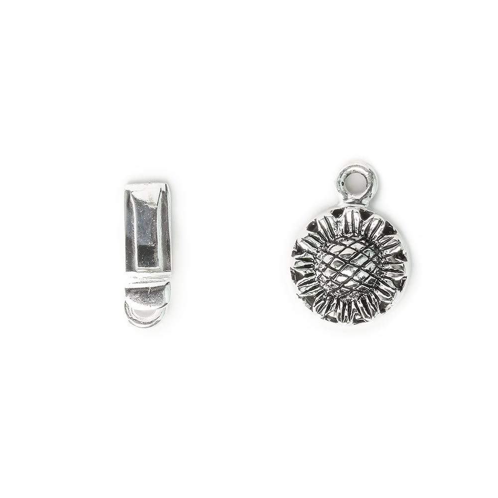 12mm Antique Sterling Silver Box Clasp Sunflower Design 1 piece