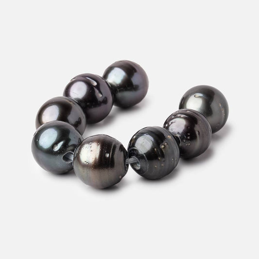 12mm Peacock Tahitian Large Hole Saltwater Pearls 4.25 inch 8 pieces