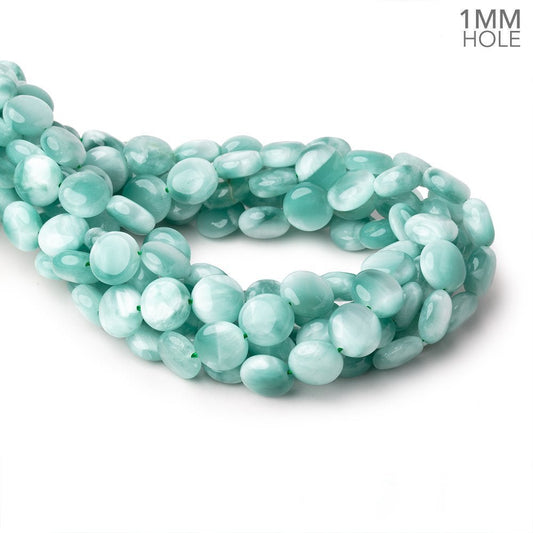 12mm Russian Green Angelite Plain Coin Beads 16 inch 34 pieces AA