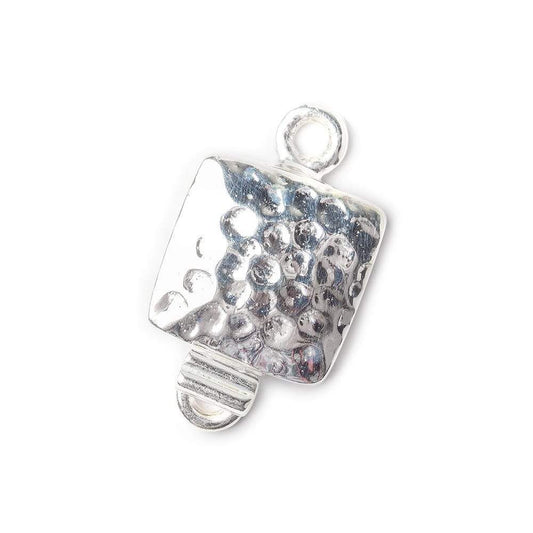 12mm Sterling Silver Box Clasp Square Hammered Design 1 piece