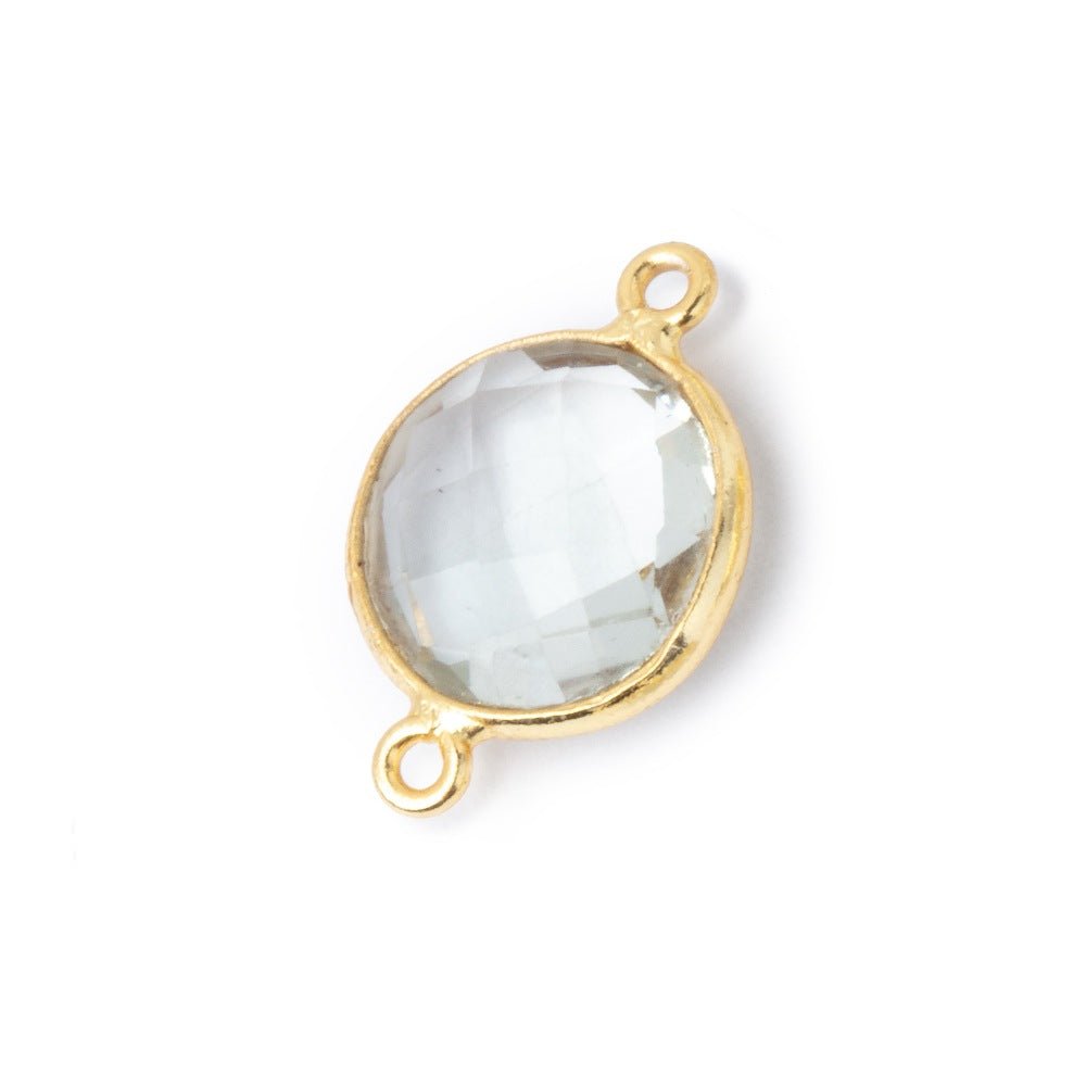 12mm Vermeil Bezel Prasiolite Faceted Coin Connector 1 piece