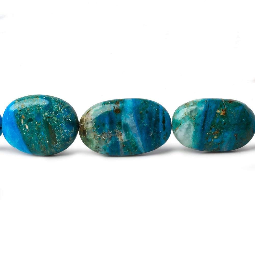 12x10-28x16mm Peruvian Blue Opal with Matrix plain oval nugget beads 19 inch 27 pcs AA