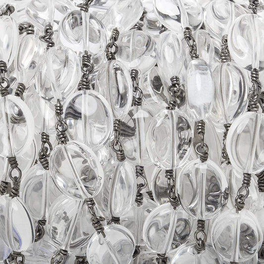 12x10mm Crystal Quartz plain oval Black Gold Chain by the foot 16 pieces