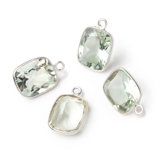 12x10mm Sterling Silver Bezel Prasiolite Pavilion Faceted Rectangle 1 Pendant