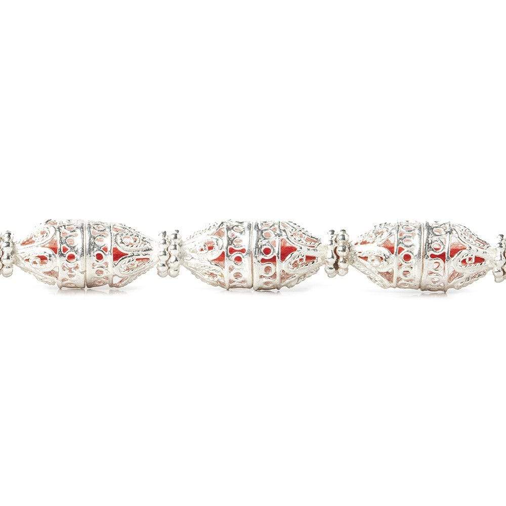 12x10mm Sterling Silver Plated Copper Cone with Filigree and Miligrain Top 8 inch 18 pcs