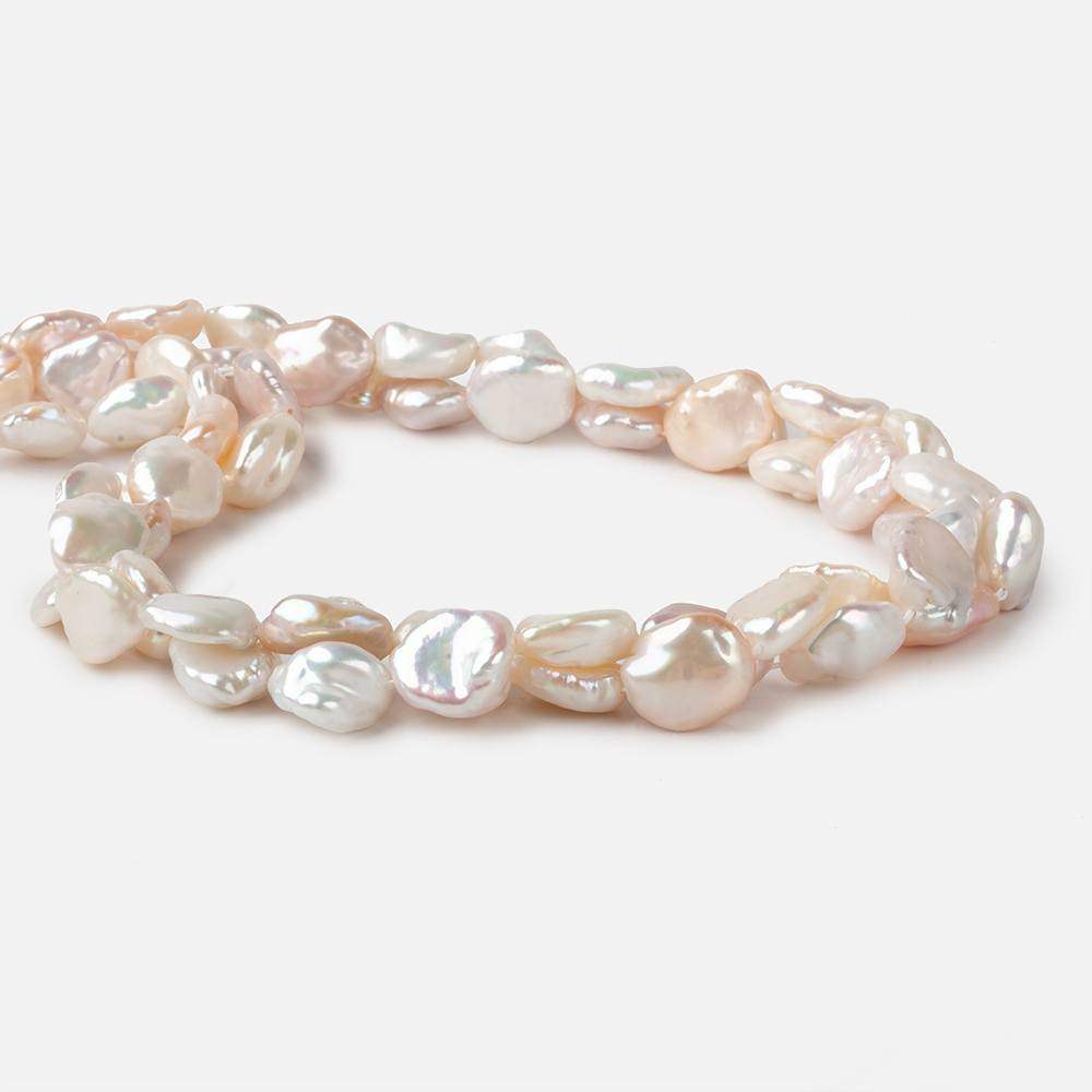 12x11-14x11mm Rose' White Straight Drilled Keshi Freshwater Pearls 16 inch 32 pieces