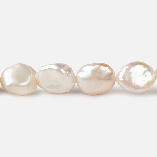 12x11-14x11mm Rose' White Straight Drilled Keshi Freshwater Pearls 16 inch 32 pieces