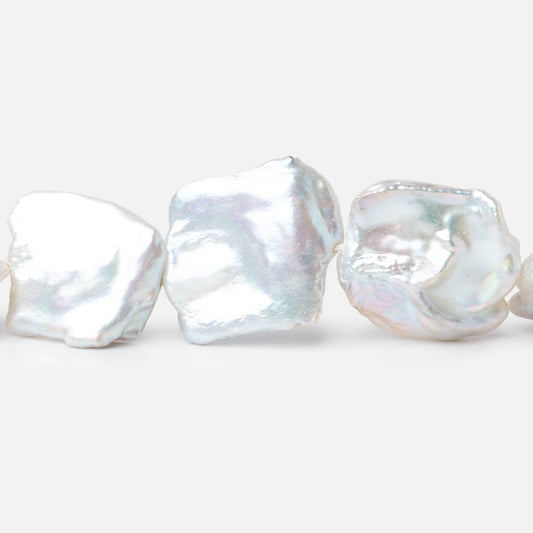 12x11-22x20mm Pale Silver Keshi Freshwater Pearls 16 inch 21 beads AA