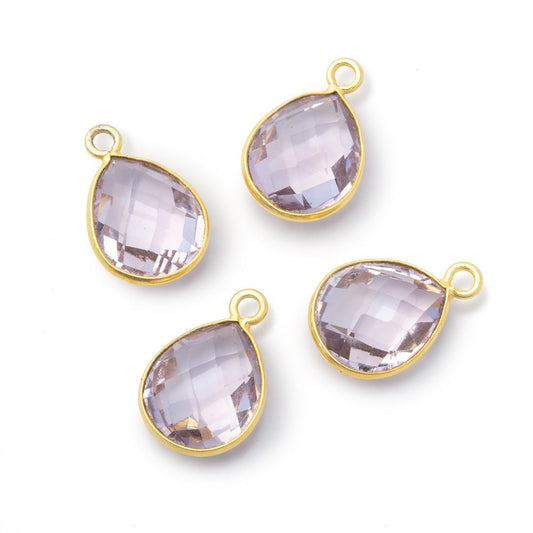 12x11mm Vermeil Bezel Pink Amethyst Faceted Pear Pendant 1 piece