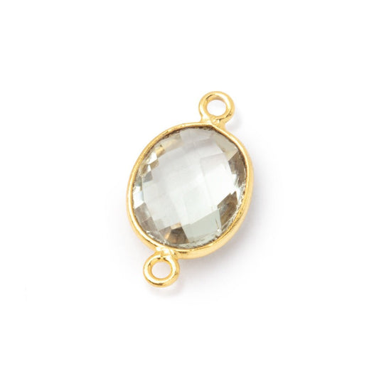 12x11mm Vermeil Bezel Prasiolite Faceted Oval Connector 1 piece