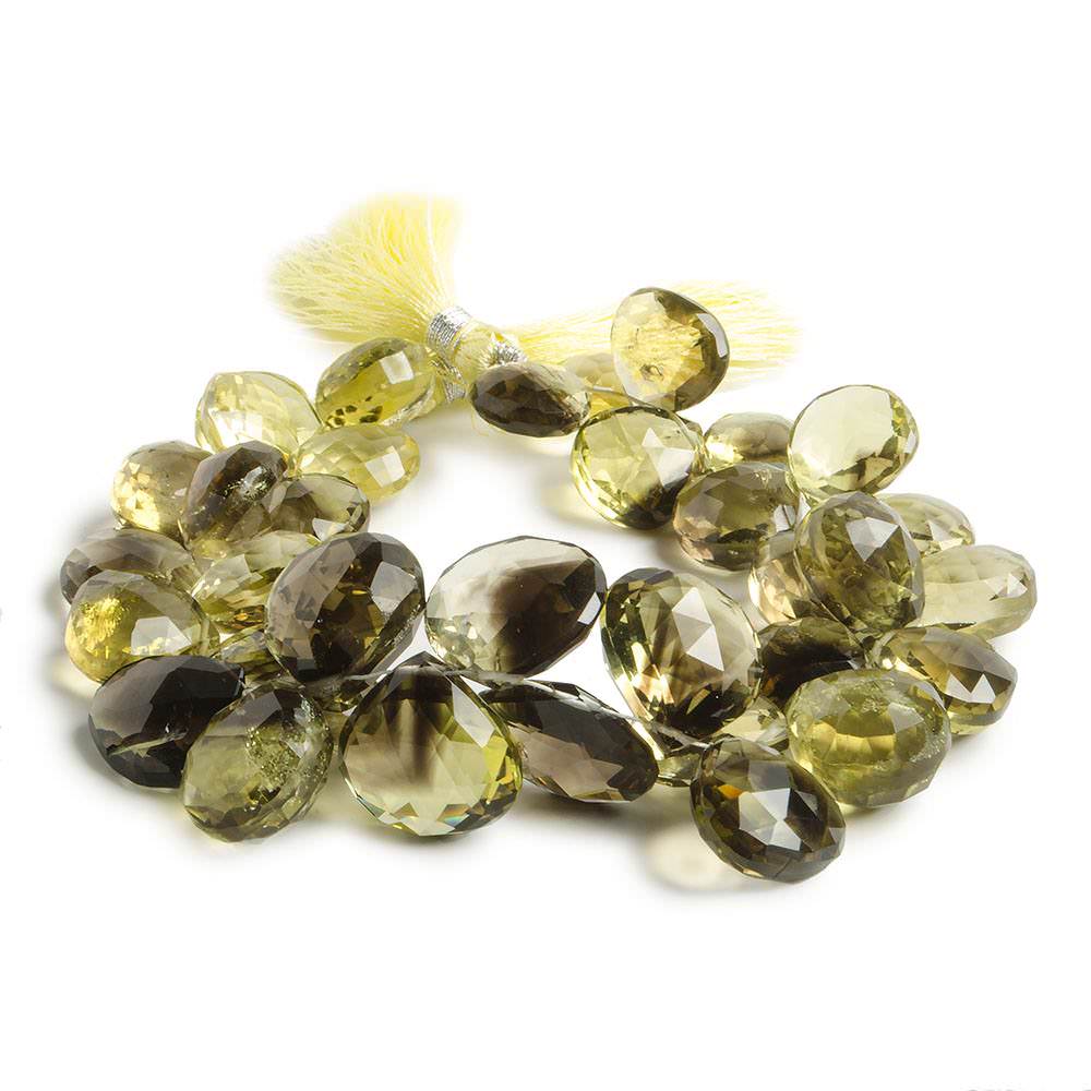 12x12-16x16mm Bi-colored Quartz Beads Heart Briolette 8 Inch 35 Beads