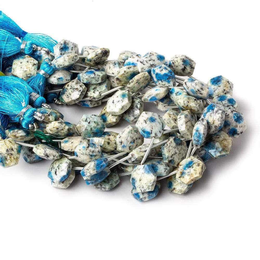 12x12mm K2 Azurite Granite "K2 Jasper" Faceted Hexagons 8 inch 12 beads
