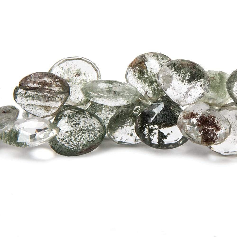 12x13-13x14mm Moss Quartz Faceted Heart Briolettes 40 beads 8 inch