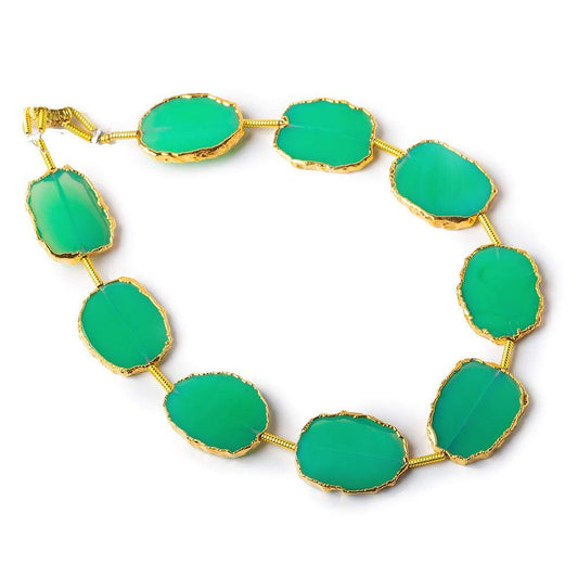 12x15-13x16mm Gold Leafed Mint Green Onyx straight drilled Slices 8 inch 9 beads