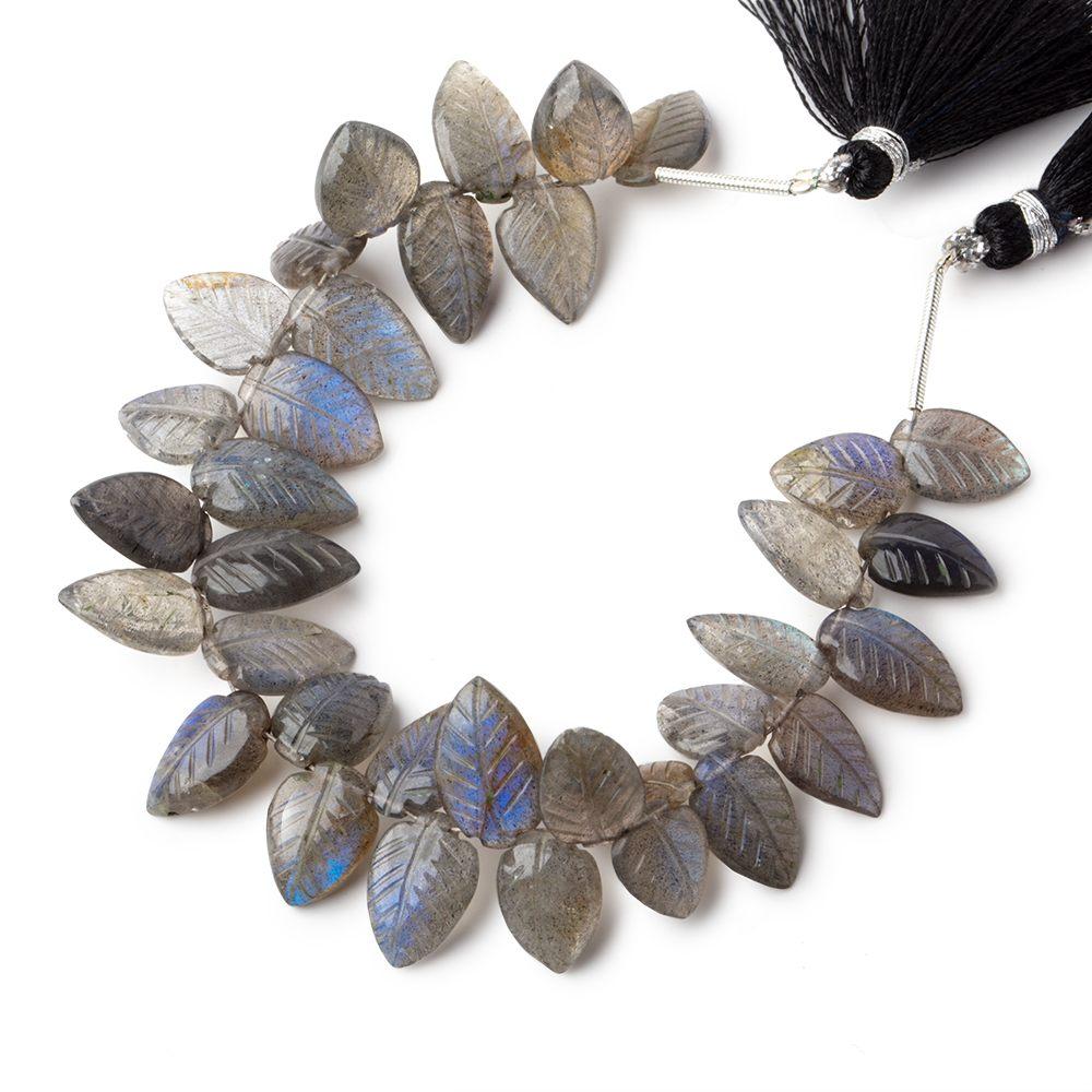 12x6-14x8mm Labradorite hand carved leaf beads 6 inch 35 pieces AAA
