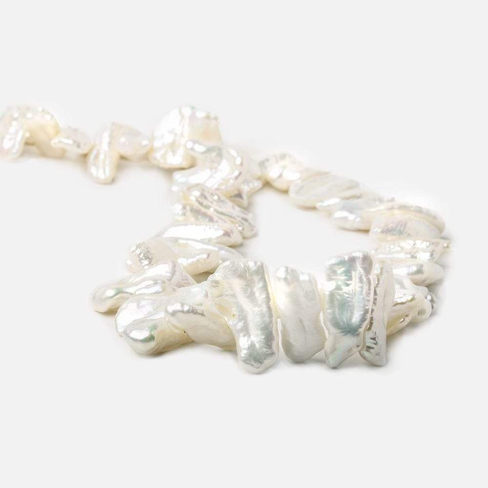12x6-20x7mm Off White Biwa Side Drilled Freshwater Pearls 14.5 inch 47 pcs