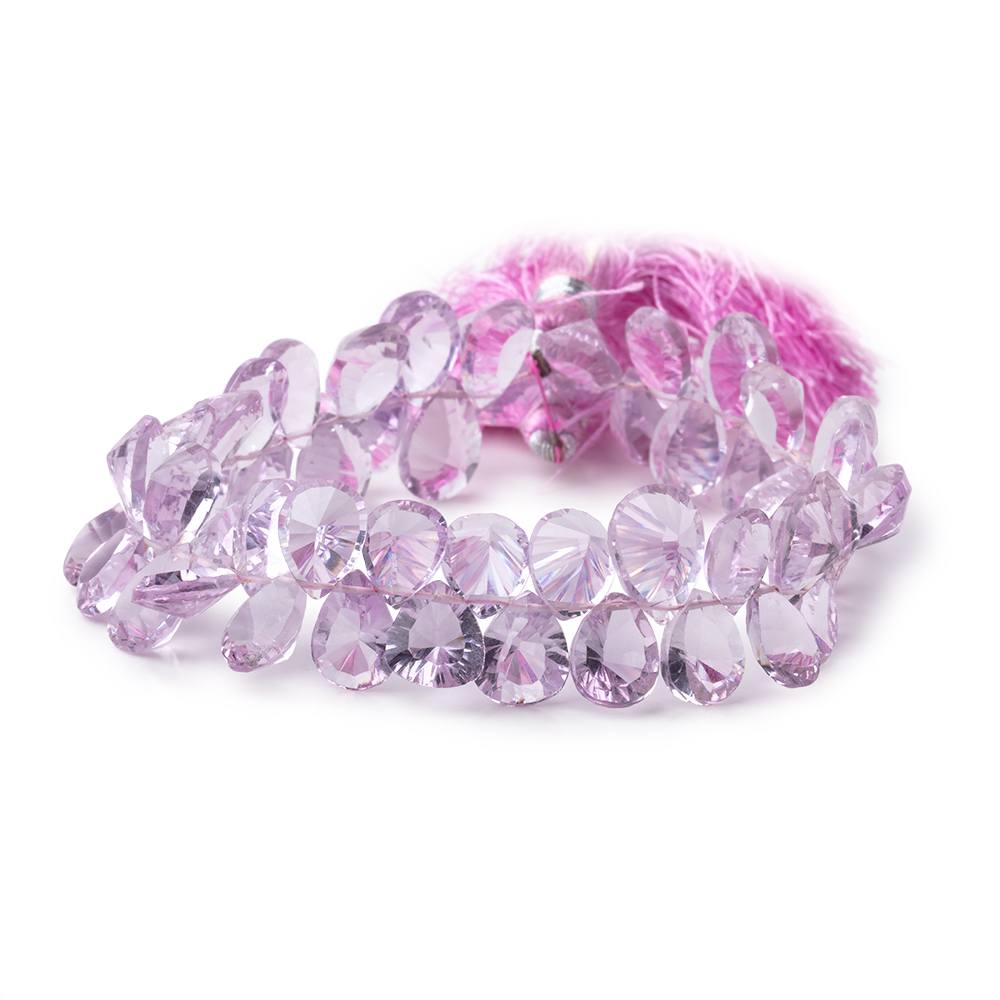 12x7-13x9mm Pink Amethyst Concave Faceted Pear Beads 8 inch 51 pieces AAA