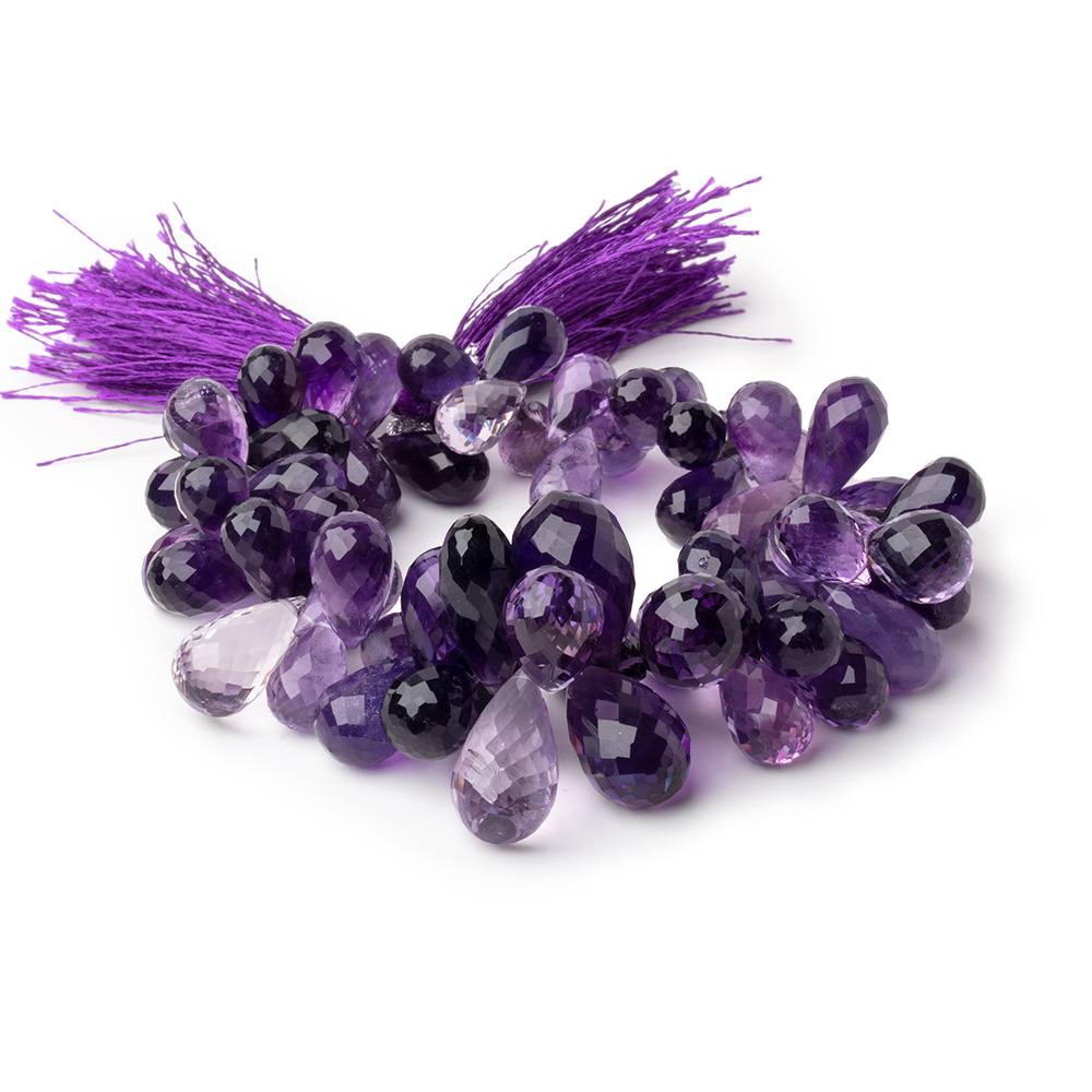 12x7-23x11mm Amethyst Faceted Tear Drop Beads 8 inch 68 pieces AAA