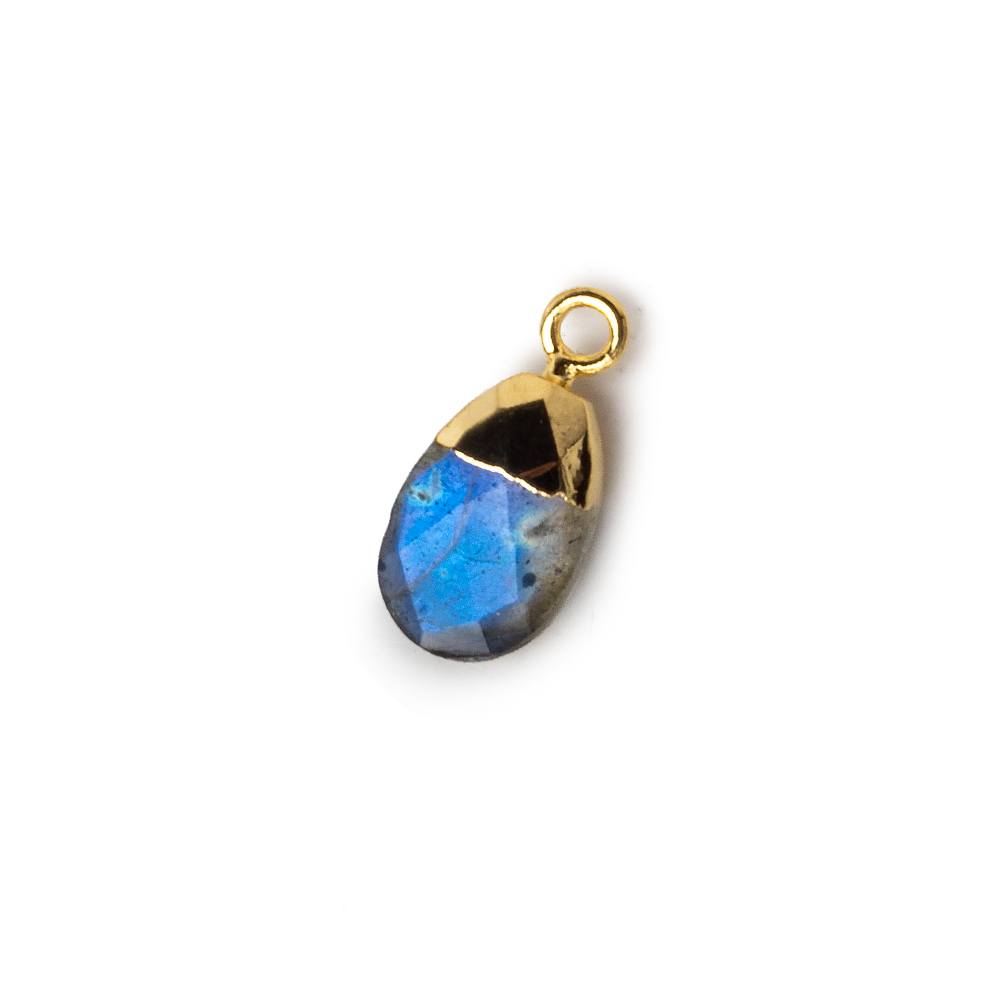 12x8mm 22kt Gold Leafed Labradorite faceted pear 1 focal bead