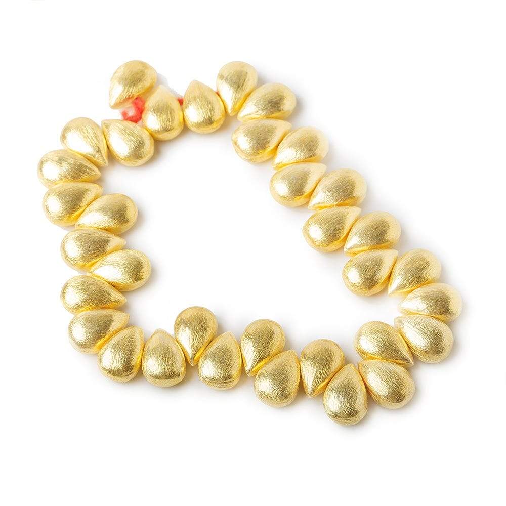 12x8mm 22kt Gold plated Copper Brushed Pear Beads 8 inch 32 pieces