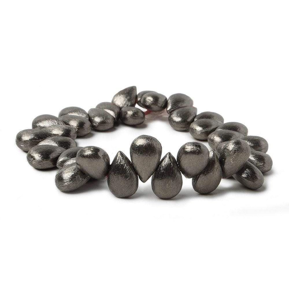 12x8mm Black Gold plated Copper Brushed Pear Beads 8 inch 32 pieces