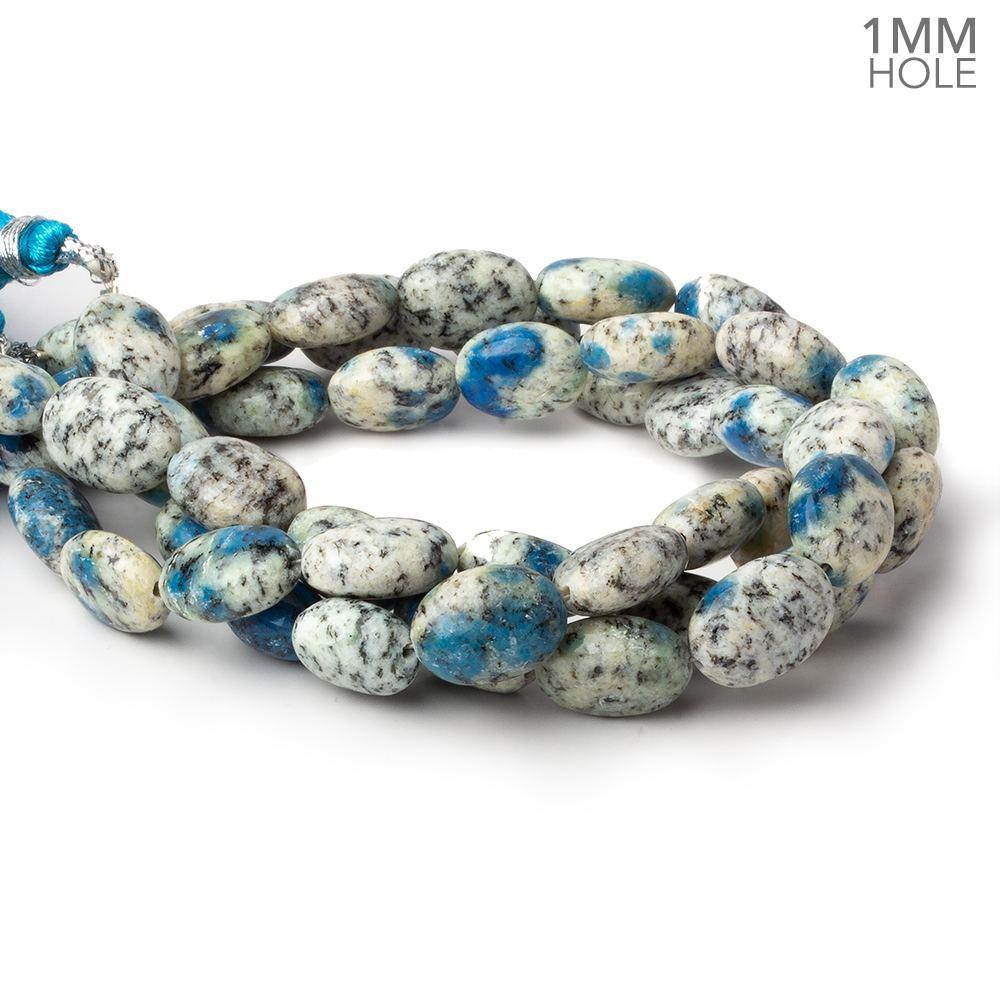 12x9-13x9mm K2 Azurite Granite "K2 Jasper" plain Ovals 7.5 inch 17 beads 1mm hole