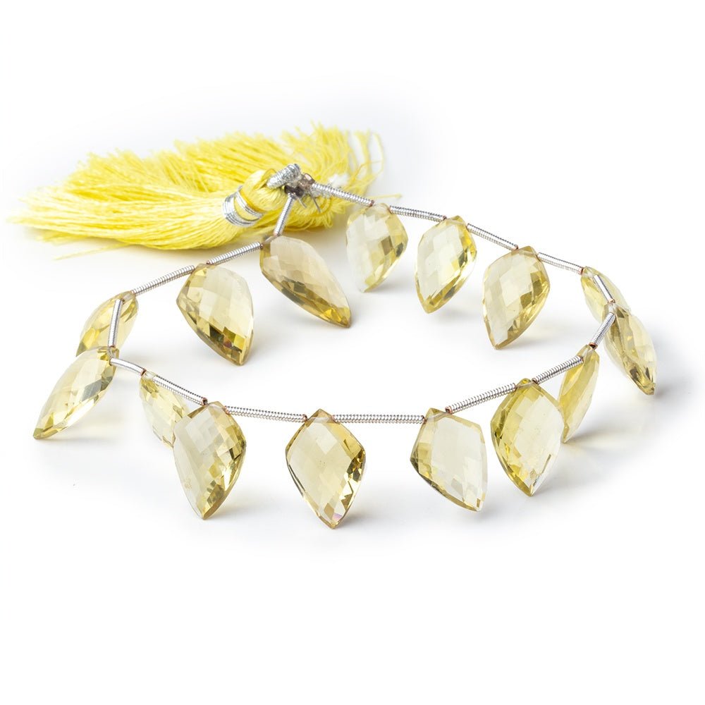12x9-15x10mm Lemon Quartz Faceted Shield Beads 8 inch 15 pieces