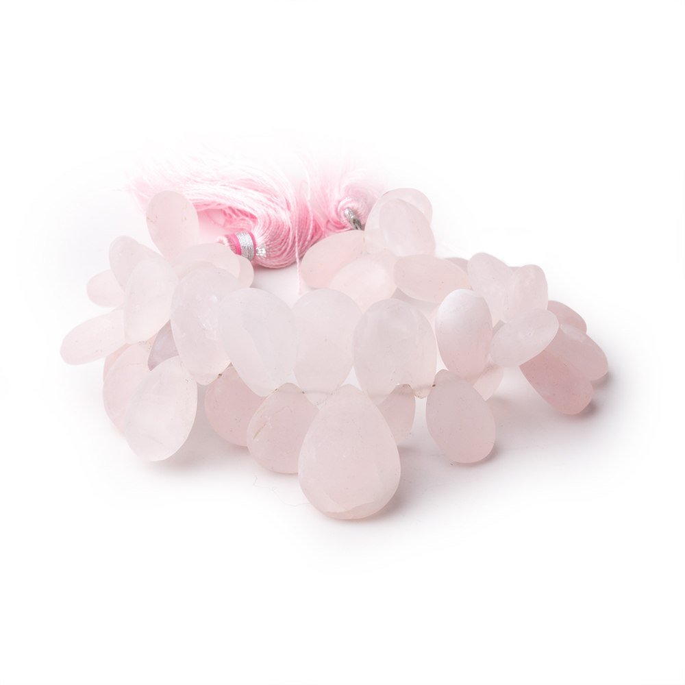 12x9-16x12mm Matte Rose Quartz Plain Pears 7 inch 41 Beads