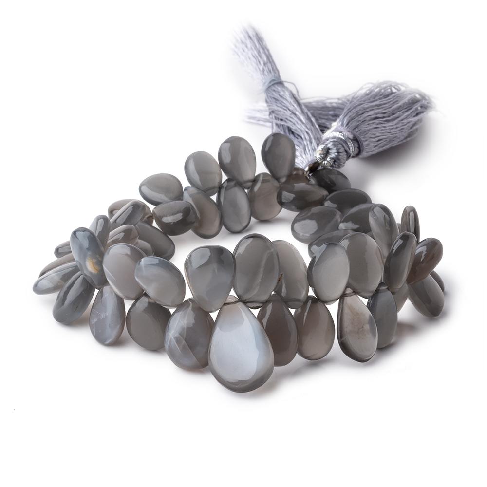 12x9-18x12mm Dark Platinum Grey Moonstone Plain Pear Beads 8 inch 50 pieces