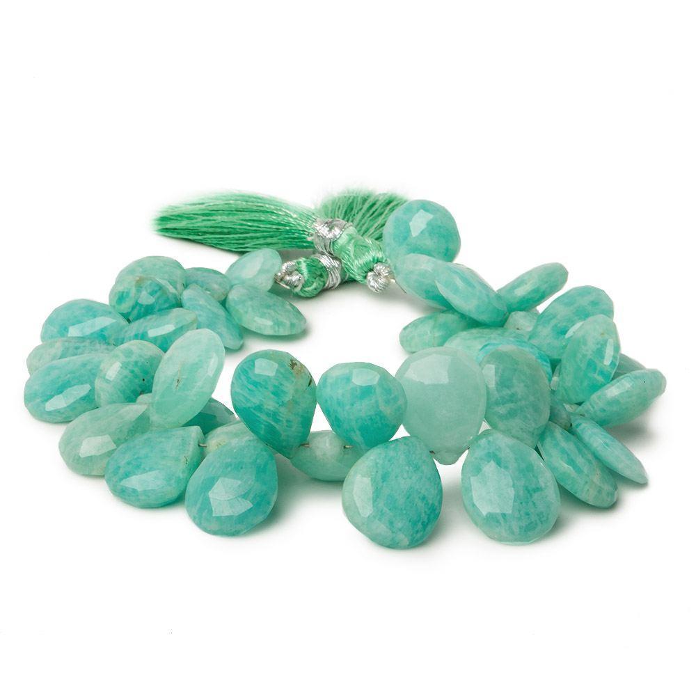 12x9mm - 16x12mm Amazonite Faceted Pear Beads 7.5 inch 47 pieces AA