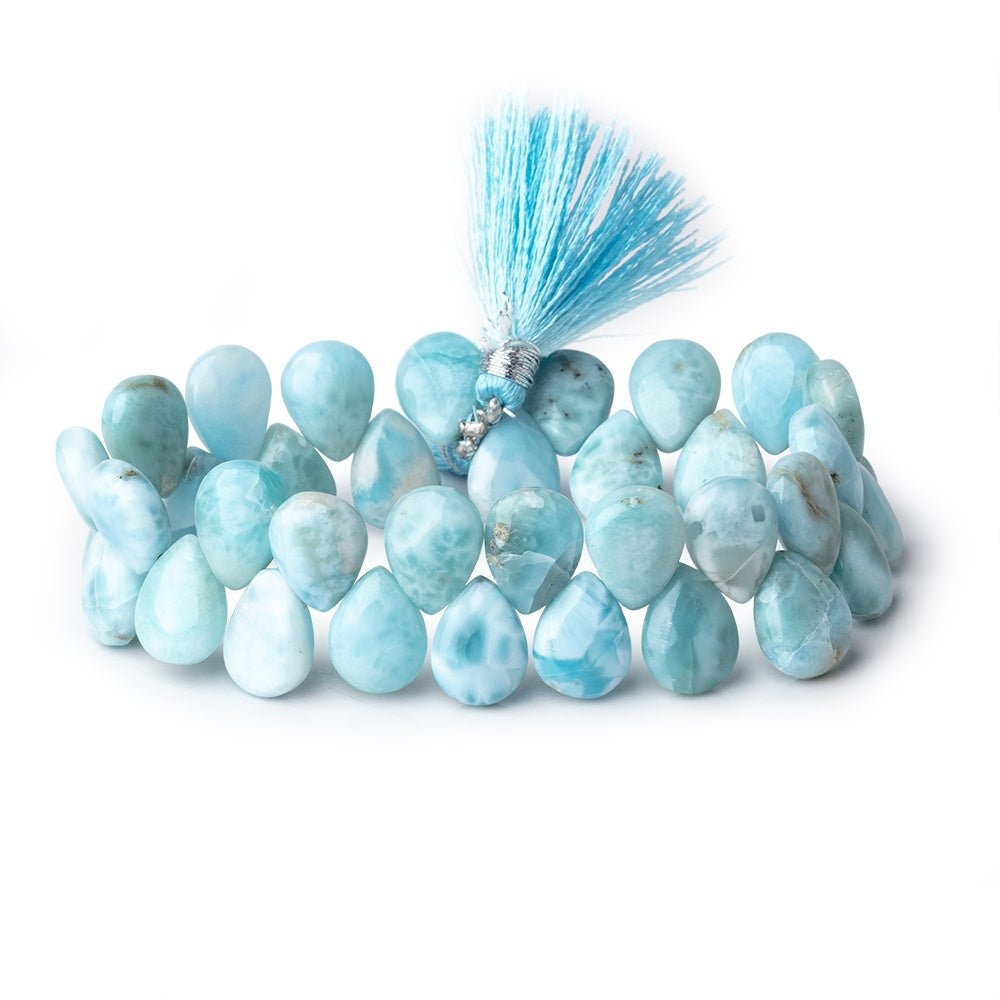 12x9mm Larimar Plain Pear Beads 7.5 inch 36 pieces AA
