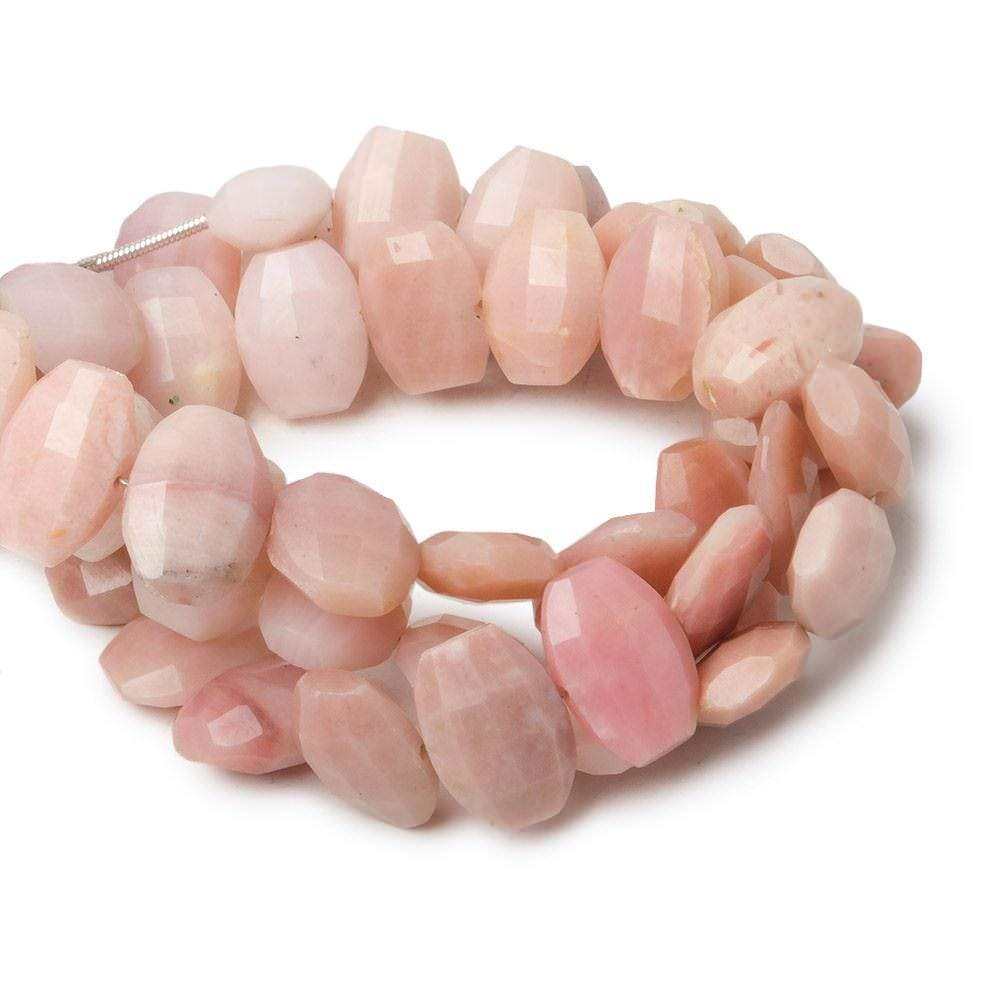 12x9mm Pink Peruvian Opal side drilled Faceted Cushions 6 inch 17 Beads