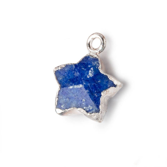 13-14mm Silver Leafed Lapis Lazuli Faceted Star Focal Pendant 1 piece