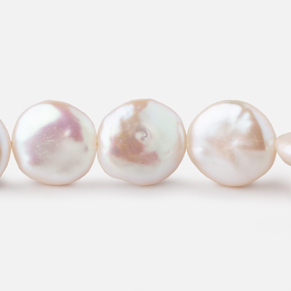 13-15mm Creamy White Coin Freshwater Pearls 15.5 inch 27 pieces