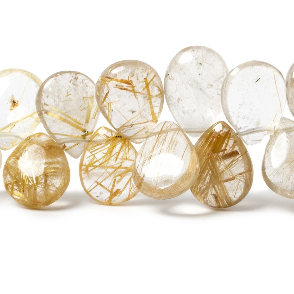 13-15mm Golden Rutilated Quartz Plain Pear Beads, A Grade 8 inch 42 pieces