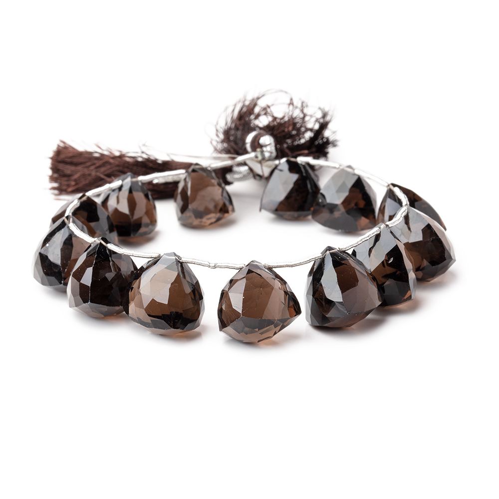 13-15mm Smoky Quartz Faceted Trillions 7.5 inch 13 Beads
