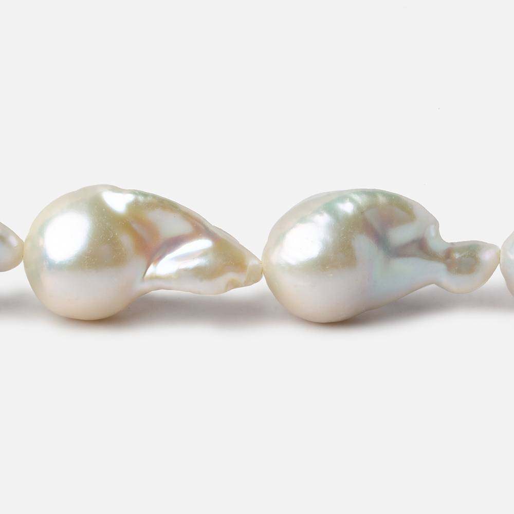 13-15mm White Ultra Baroque Freshwater Pearls 16.5 inch 19 pieces AA 0.8mm drill hole
