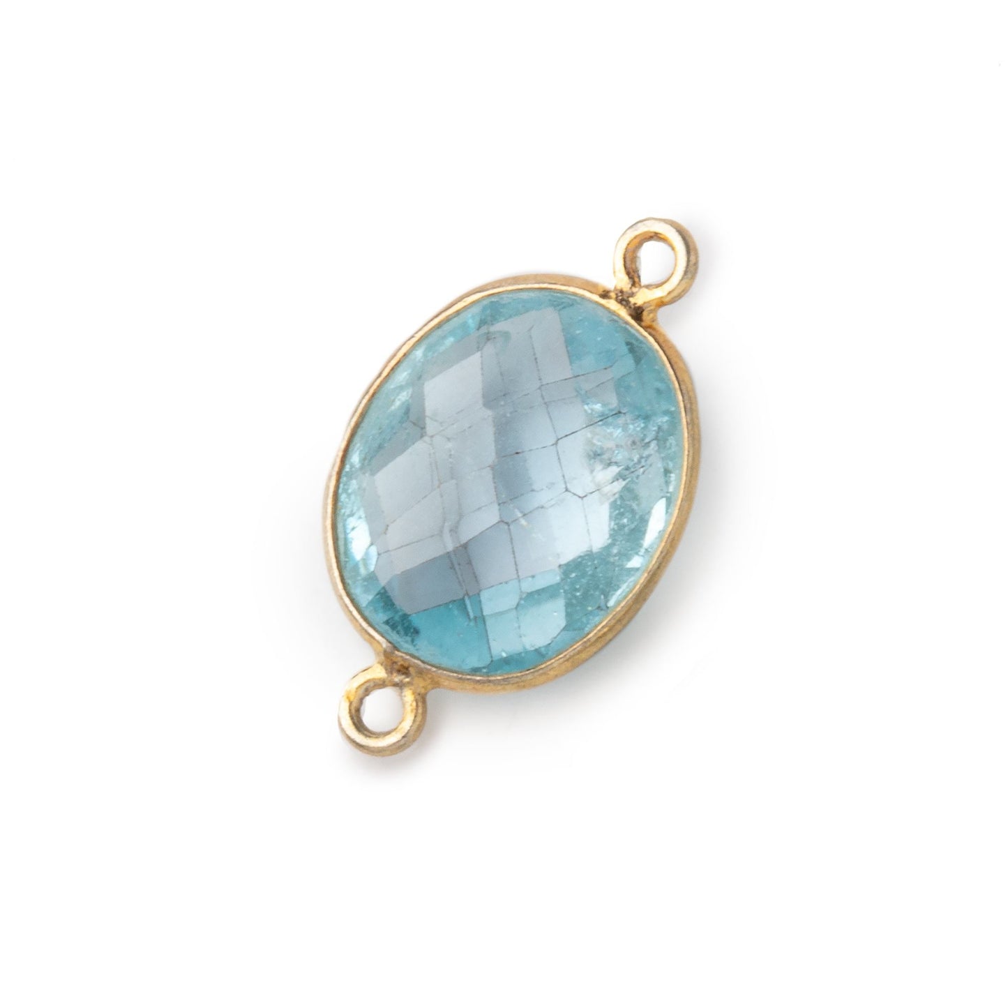 13x11mm Vermeil Bezel Sky Blue Topaz faceted oval Petite Connector 1 piece