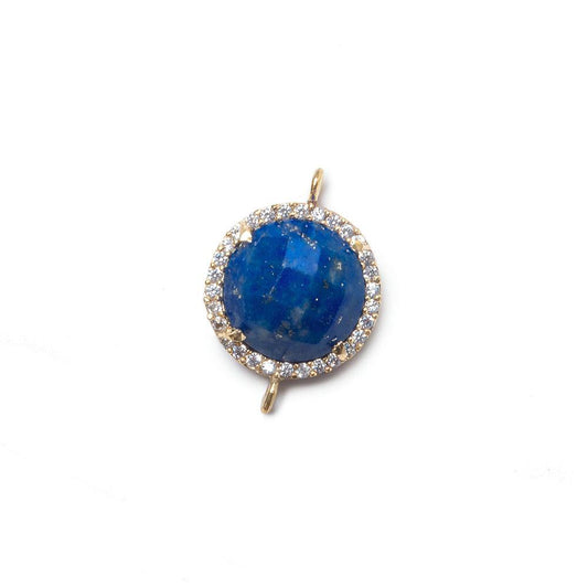 13mm Vermeil Bezel White CZ and Lapis Lazuli Coin Connector 1 focal bead