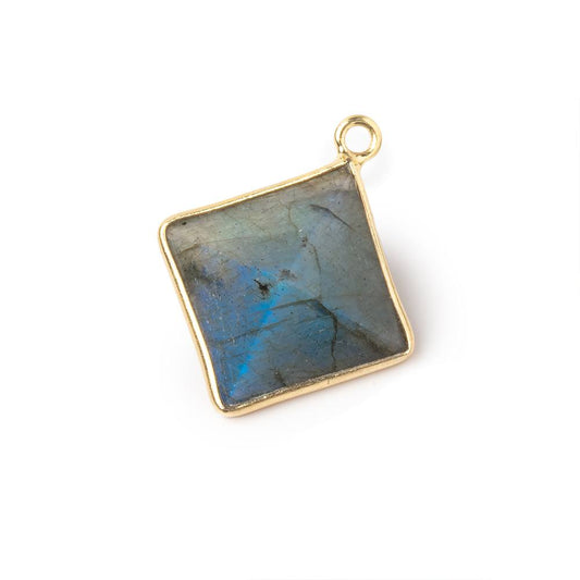 13mm Vermeil Bezel Labradorite Diamond Shape Pendant 1 piece