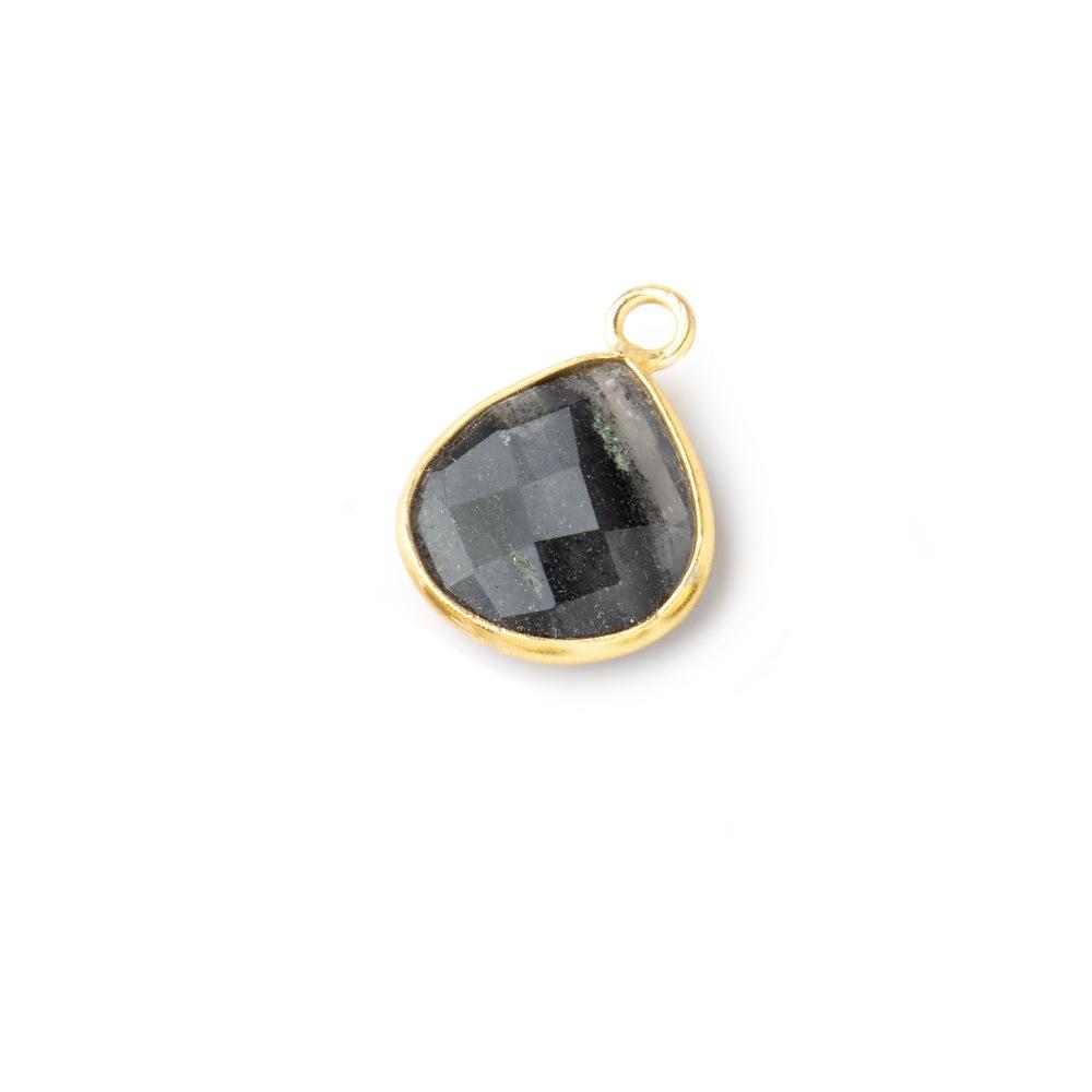 13mm Vermeil Bezel Moss Quartz Faceted Heart Pendant 1 Focal Piece