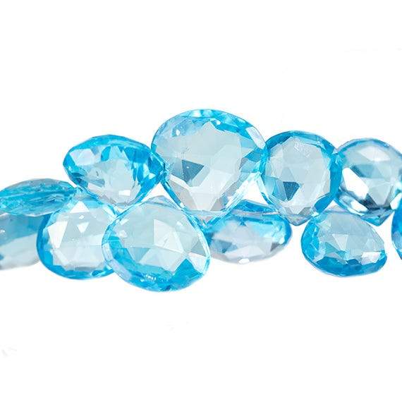 13x10-17x13mm Swiss Blue Topaz Faceted Pear Beads 8 inch 9 pieces AAA