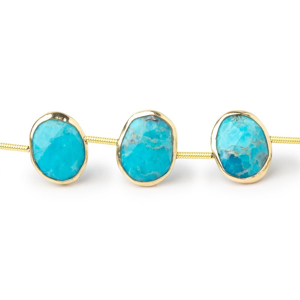 13x10mm Vermeil Bezel Turquoise Side Drill Nuggets 7 inch 11 Beads
