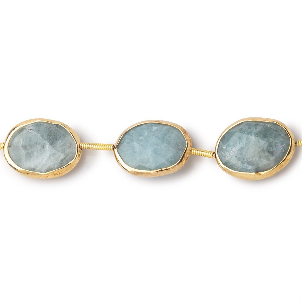 13x11-15x12mm Vermeil Bezel Aquamarine Faceted Nugget Beads 7 inch 9 pieces
