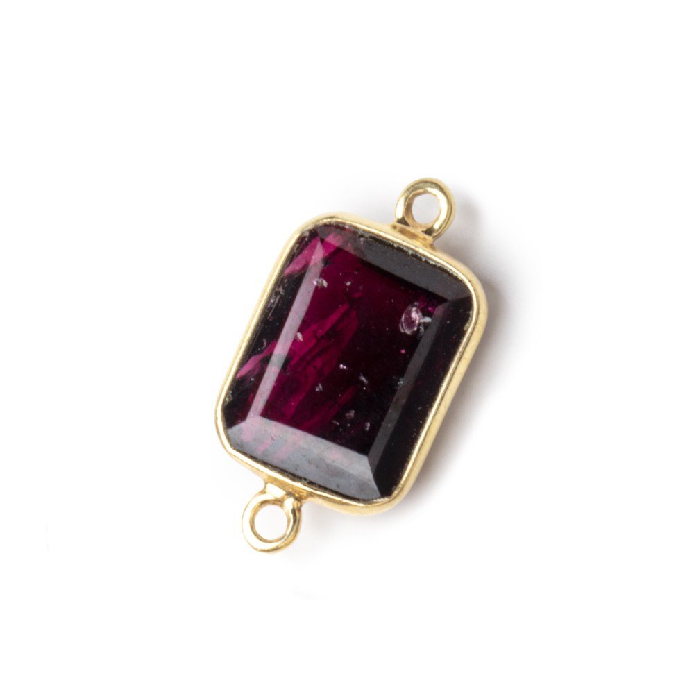 13x11mm Vermeil Bezel Garnet Rectangle Connector 1 piece